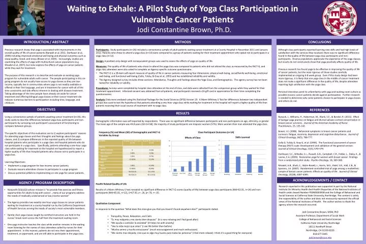 waiting to exhale a pilot study of yoga class participation in vulnerable cancer patients