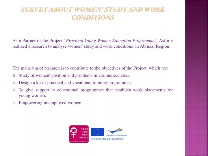 survey about women study and work conditions