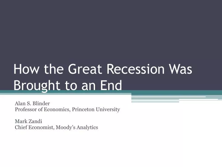 how the great recession was brought to an end