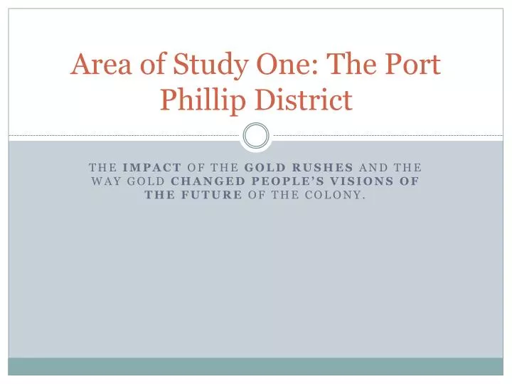 area of study one the port phillip district