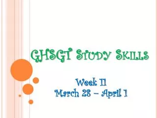 GHSGT Study Skills