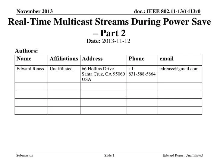 real time multicast streams during power save part 2