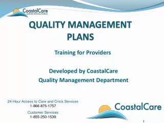 Quality management plans