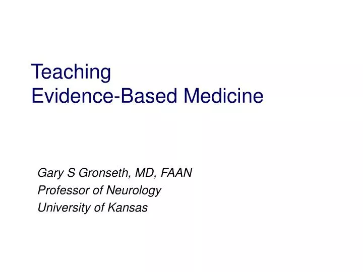 teaching evidence based medicine