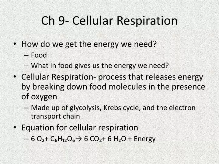 ch 9 cellular respiration