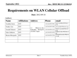 Requirements on WLAN Cellular Offload