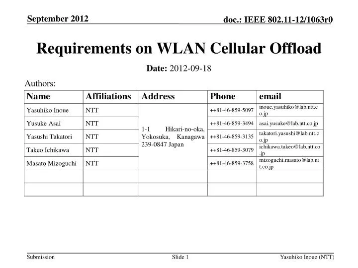 requirements on wlan cellular offload