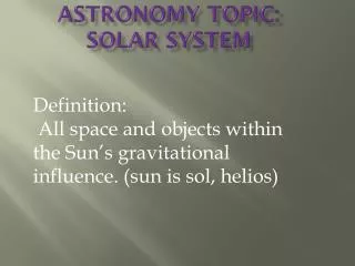 Astronomy Topic: Solar System