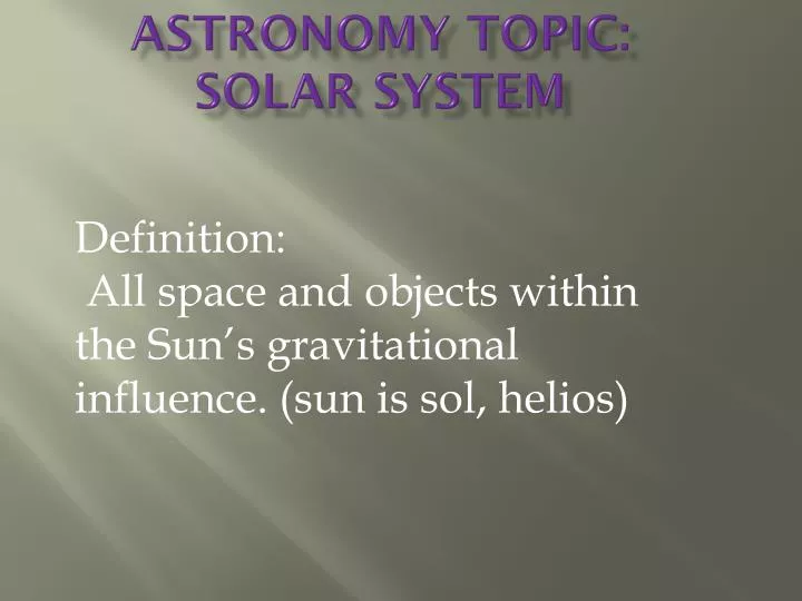 astronomy topic solar system