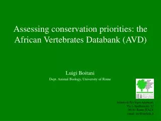 Assessing conservation priorities: the African Vertebrates Databank (AVD)