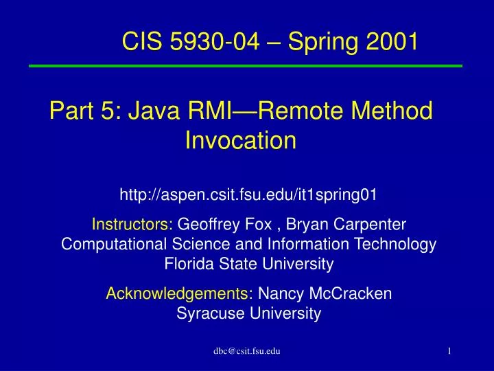 cis 5930 04 spring 2001