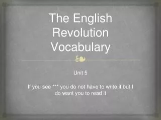 The English Revolution Vocabulary