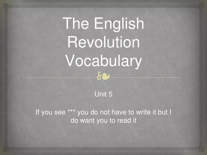 the english revolution vocabulary