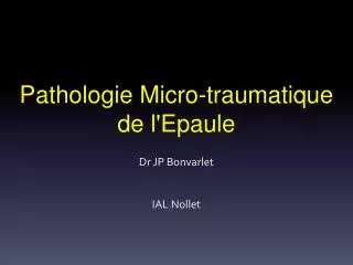 pathologie micro traumatique de l epaule