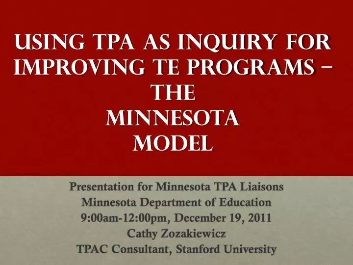 using tpa as inquiry for improving te programs the minnesota model