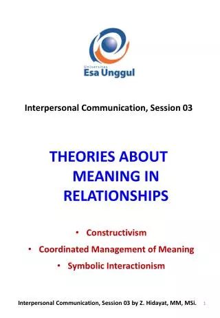 THEORIES ABOUT MEANING IN RELATIONSHIPS
