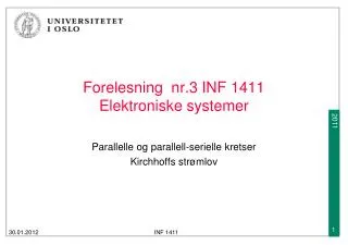 forelesning nr 3 inf 1411 elektroniske systemer