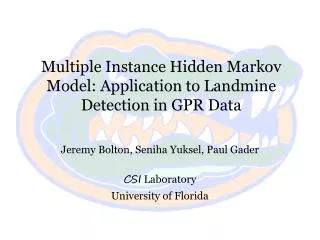 Multiple Instance Hidden Markov Model: Application to Landmine Detection in GPR Data