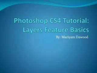 Photoshop CS4 Tutorial: Layers Feature Basics
