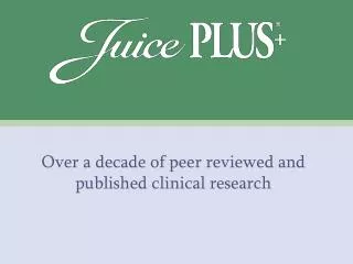 Over a decade of peer reviewed and published clinical research