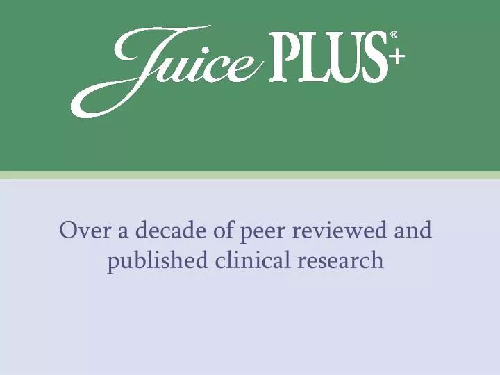 over a decade of peer reviewed and published clinical research