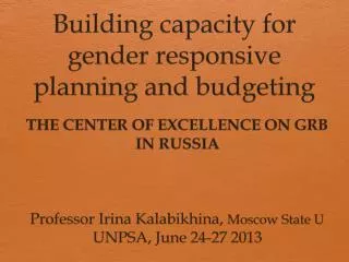 Building capacity for gender responsive planning and budgeting