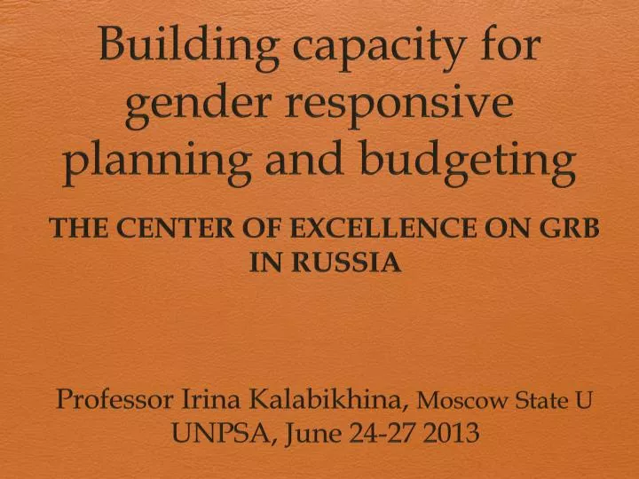 building capacity for gender responsive planning and budgeting