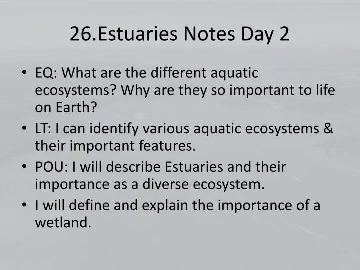 26 estuaries notes day 2