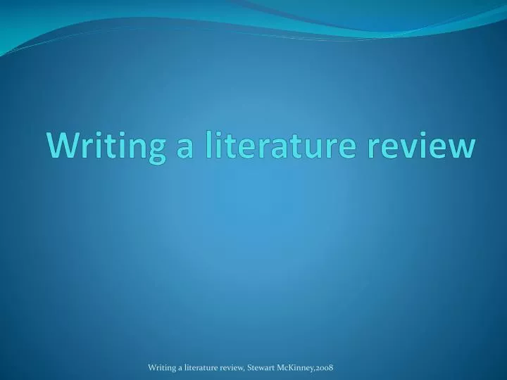 writing a literature review