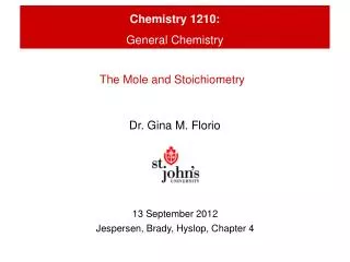 Chemistry 1210: General Chemistry
