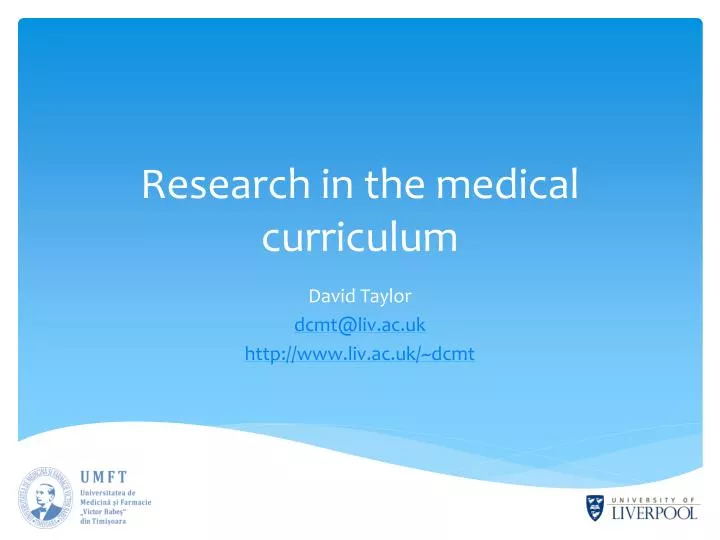 research in the medical curriculum
