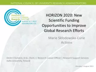 HORIZON 2020: New Scientific Funding Opportunities to Improve Global Research Efforts