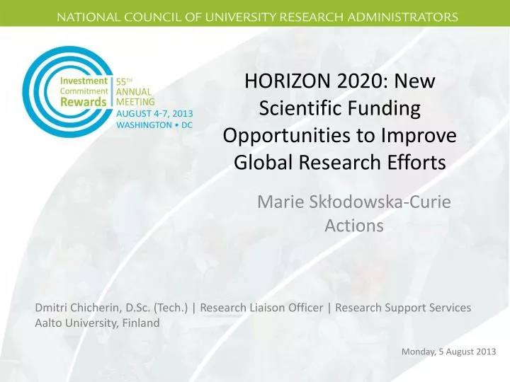 horizon 2020 new scientific funding opportunities to improve global research efforts