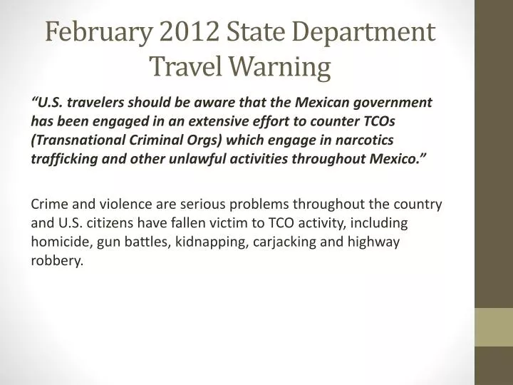 february 2012 state department travel warning