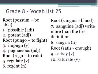 grade 8 vocab list 25