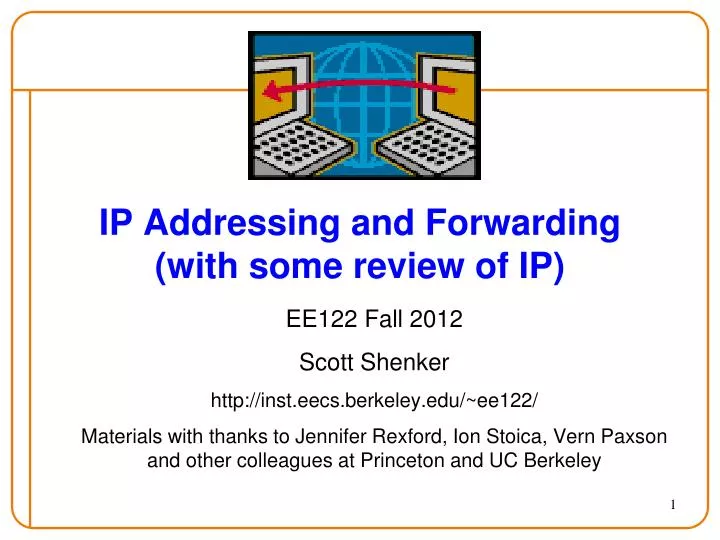 ip addressing and forwarding with some review of ip