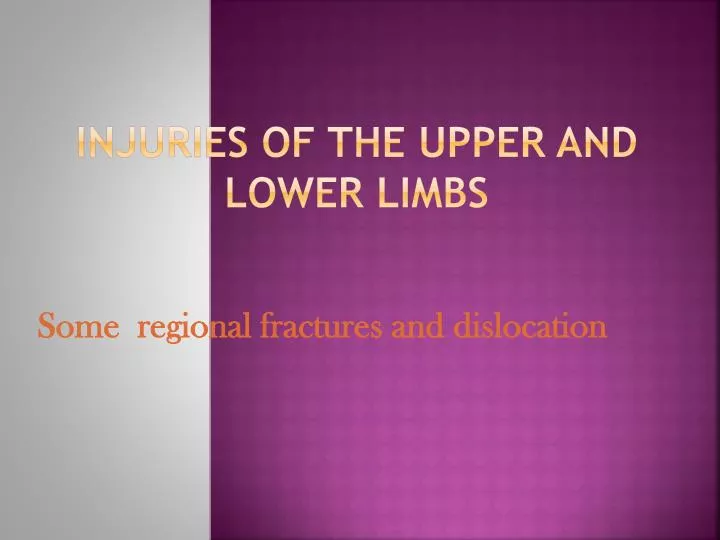 injuries of the upper and lower limbs