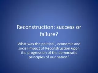reconstruction success or failure