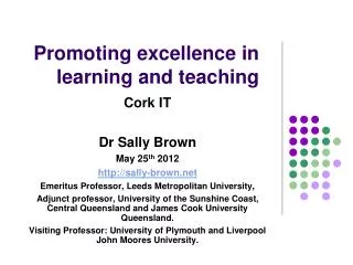 Promoting excellence in learning and teaching