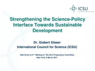Strengthening the Science-Policy Interface Towards Sustainable Development