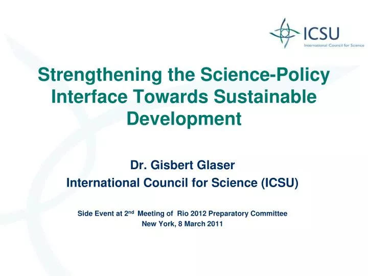 strengthening the science policy interface towards sustainable development