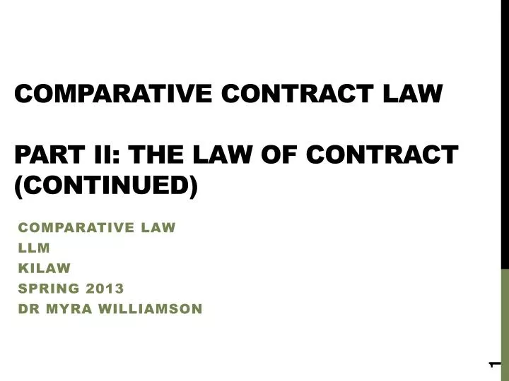 comparative contract law part ii the law of contract continued