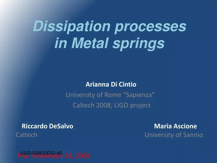 dissipation processes in metal springs