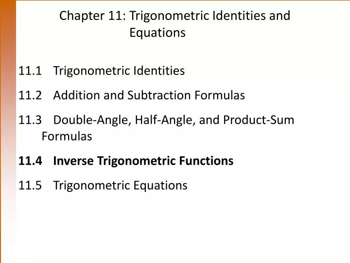 chapter 11 trigonometric identities and equations