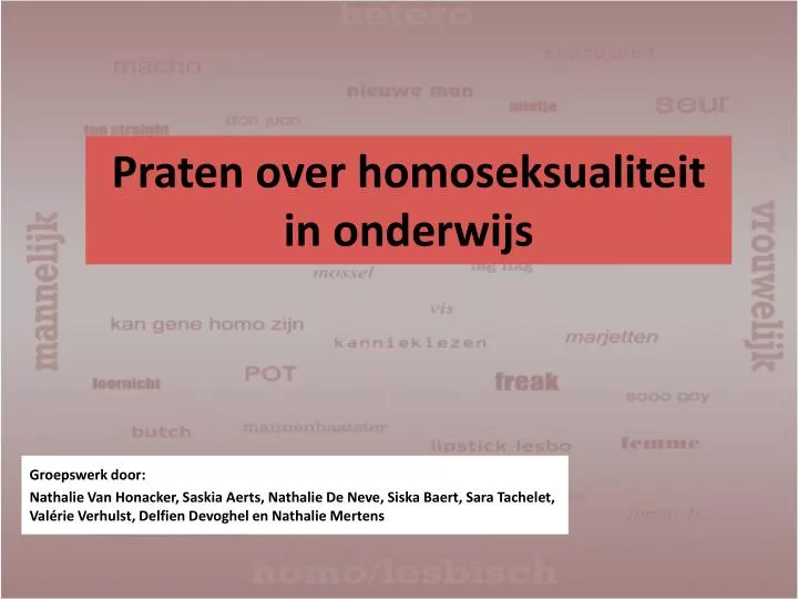 praten over homoseksualiteit in onderwijs