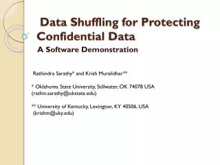 Data Shuffling for Protecting Confidential Data