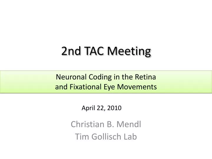 2nd tac meeting