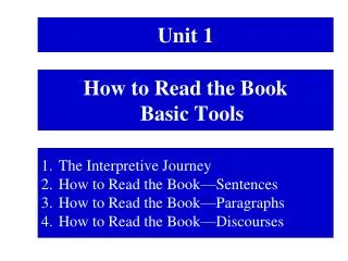 How to Read the Book Basic Tools