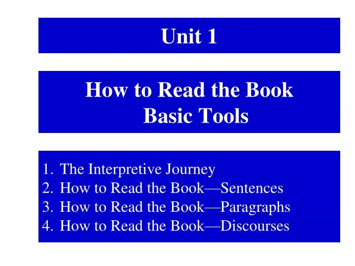how to read the book basic tools