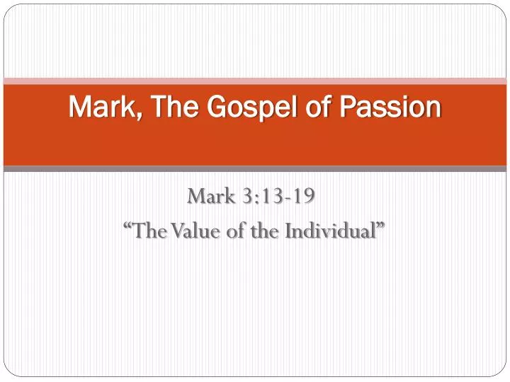 mark the gospel of passion